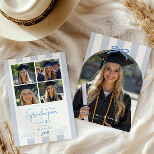 Preppy Blue Arch Photo Graduation Party Invitation