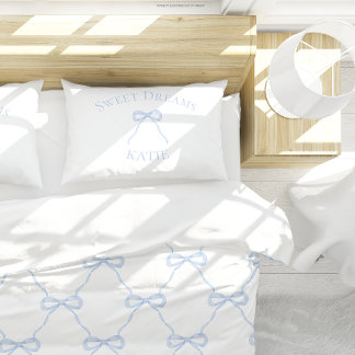 Preppy Blue Bow Sweet Dreams Decorative Cushion