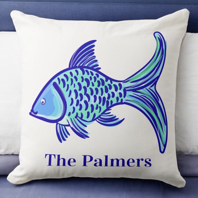 Preppy Blue Fish  Cushion (Creator Uploaded)