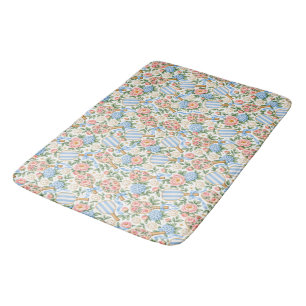Preppy Blue Floral Pickleball Player Gift Bath Mat