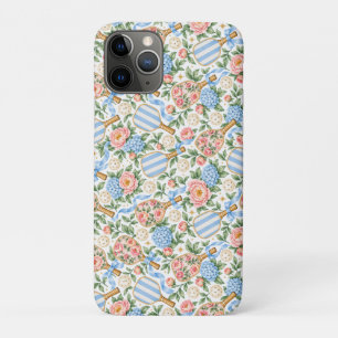 Preppy Blue Floral Pickleball Player Gift iPhone 11 Pro Case