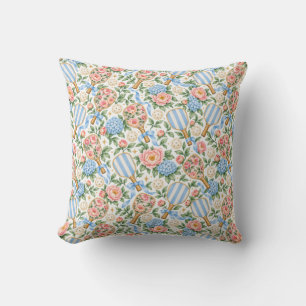 Preppy Blue Floral Pickleball Player Gift Cushion