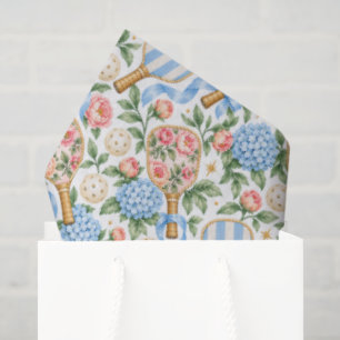Preppy Blue Floral Pickleball Player Gift Tissue Paper