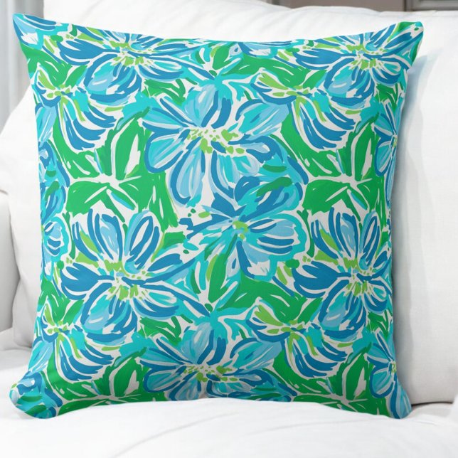 Preppy Blue Flowers Cushion (Creator Uploaded)