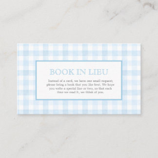 Preppy Blue Gingham Crest Book Insert