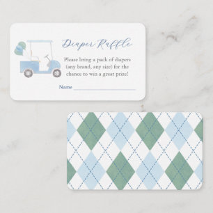 Preppy Blue Golf Cart Diaper Raffle Baby Shower Enclosure Card