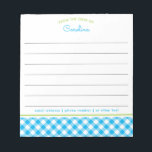 Preppy Blue & Green Script Gingham Lined Notepad<br><div class="desc">This design features a gingham pattern in preppy blue and green with lines for writing. The collection of coordinating products is available in our shop, zazzle.com/store/doodlelulu. Contact us if you need this design applied to a specific product to create your own unique matching item or gift! Thank you so much...</div>