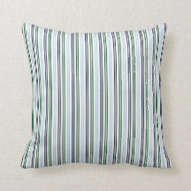 Preppy Blue & Green - Stripes #1 Pillow
