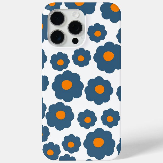 Preppy Blue Orange Hippie Flower Pattern Case-Mate iPhone Case (Back)