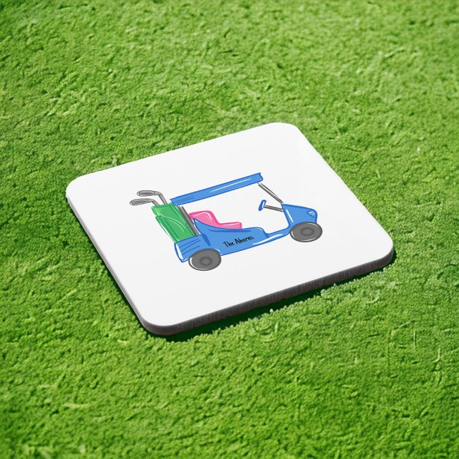 Preppy Blue Personalised Golf Cart Coaster (Creator Uploaded)