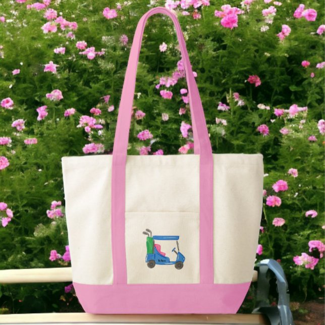 Preppy Blue Personalized Golf Cart Tote Bag (Creator Uploaded)