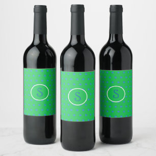 Preppy Blue Pickleball Green Initial Wine Label