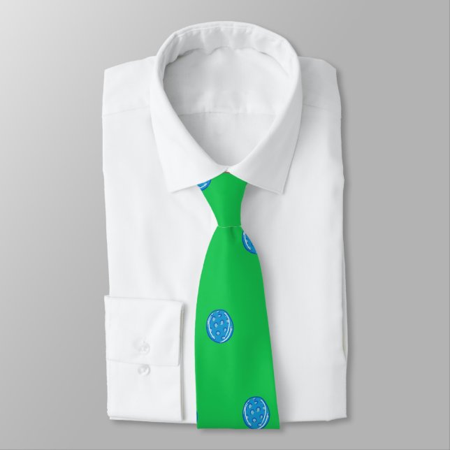 Preppy Blue Pickleball Green Tie (Tied)