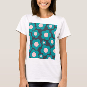 Preppy Blue Pink Hippie Flower Pattern T-Shirt