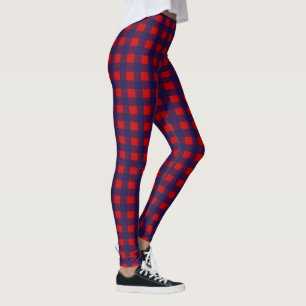 Preppy Blue & Red Plaid Leggings