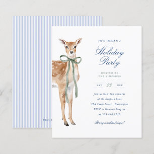 Preppy Blue Stripe Deer Budget Christmas Party