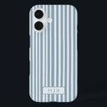 Preppy Blue Stripe Monogram Pretty iPhone 16 Case<br><div class="desc">Preppy Blue Stripe Monogram Initial iPhone 16 Case</div>