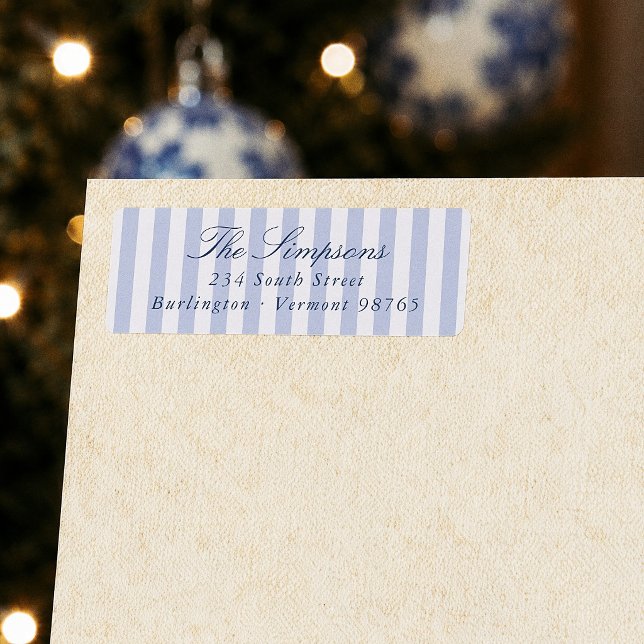 Preppy Blue Stripe Return Address Label (Creator Uploaded)