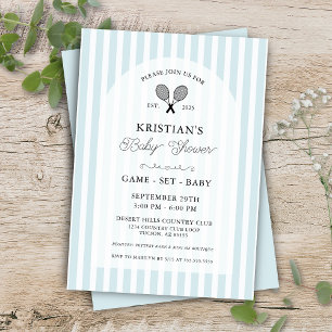 Preppy Blue Tennis Country Club Baby Shower Invitation
