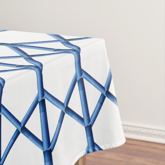 Preppy Blue Trellis Bamboo Pattern  Tablecloth (In Situ)