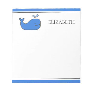 Preppy Blue Whale Personalised Notepad