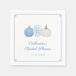 Preppy Blue & White Pumpkins Bridal Shower Party Napkin