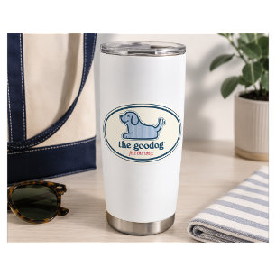Preppy Blue & White Stripe Seersucker Dog Oval