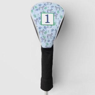Preppy Blue Zebra Martini Custom Number Golf Head Cover