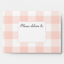 Preppy Blush Gingham Envelope with Address Box