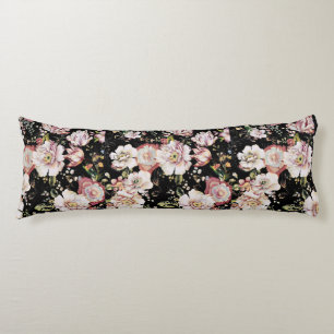 Preppy bohemian country girly chic black floral body cushion
