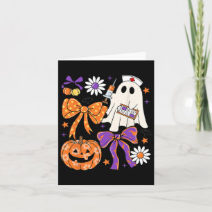 Preppy Boho Floral Nurse Ghost Coquette Bow Hallow Card