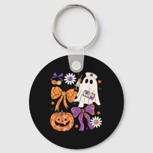 Preppy Boho Floral Nurse Ghost Coquette Bow Hallow Key Ring