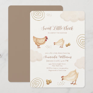 Preppy Boho Little Chick Hatching Soon Baby Shower Invitation