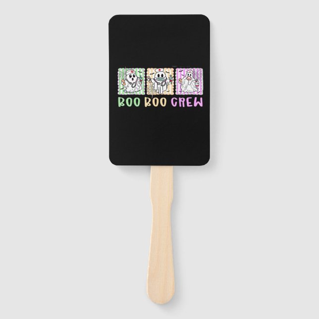 Preppy Boo Crew Nurse Halloween Costume Women Men  Hand Fan (Front)