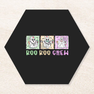 Preppy Boo Crew Nurse Halloween Costume Women Men Paper Coaster
