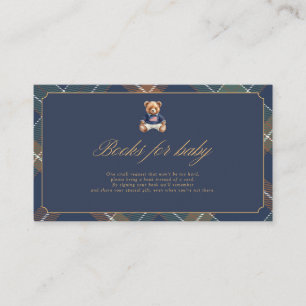 Preppy Books for Baby Card Teddy Bear Plaid 3.5x2