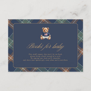 Preppy Books for Baby Card Teddy Bear Plaid 3.5x5