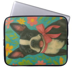 Preppy Boston Terrier Laptop Sleeve