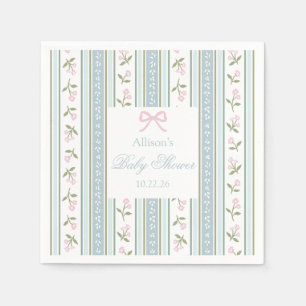 Preppy Bow Baby Shower Napkins   Floral