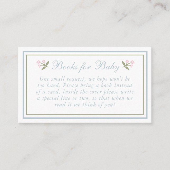 Preppy Bow Floral Diaper Raffle Enclosure Card (Front)