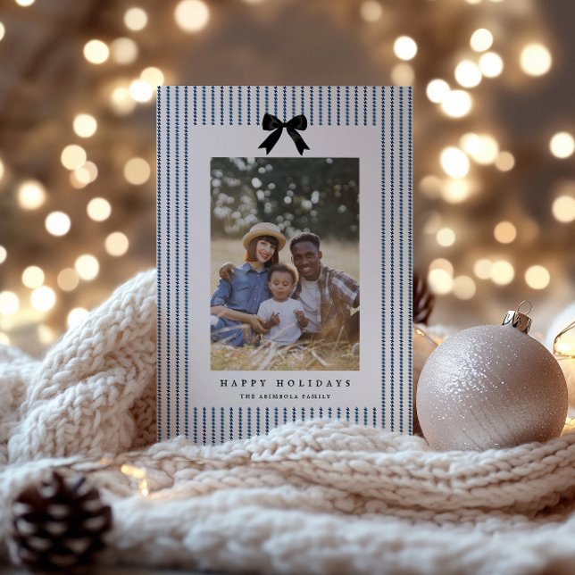 Preppy Bow Photo Holiday Card (Creator Uploaded)