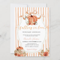 Preppy Bow Pumpkin Falling In Love Baby Shower