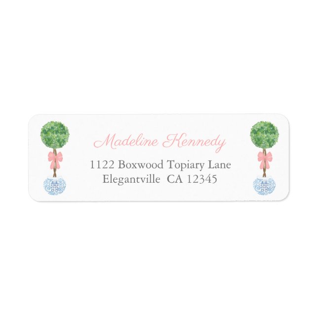 Preppy Boxwood Girl Baby Shower Return Address Lab Label (Front)