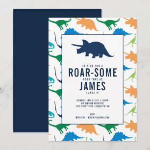 Preppy Boy Dinosaur Birthday Party Invitation