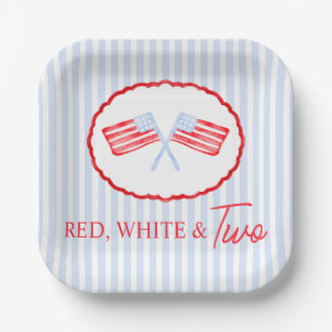 Preppy Boys Red White & Two Patriotic Birthday Paper Plate
