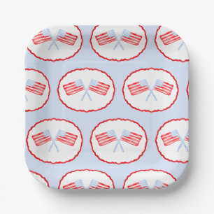 Preppy Boys Red White & Two Patriotic Birthday Paper Plate