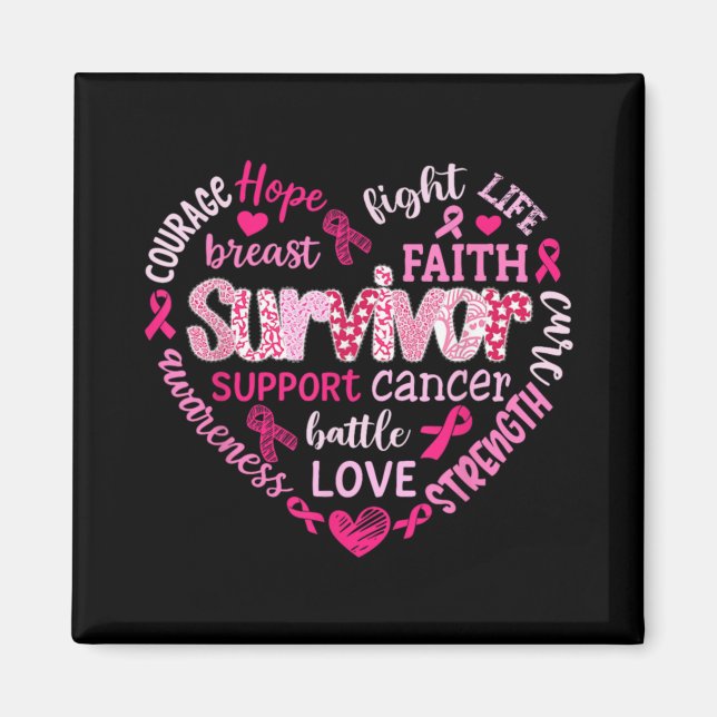 Preppy Breast Cancer Fight Suprt Hope Strength P  Magnet (Front)