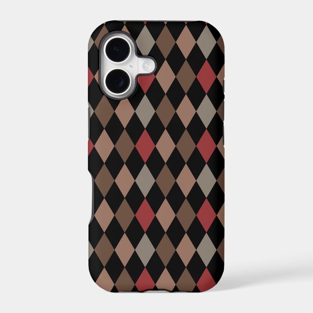 Preppy Brown Red and Black Argyle Pattern (Back)