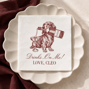 Preppy Burgundy Dachshund Wedding Napkin