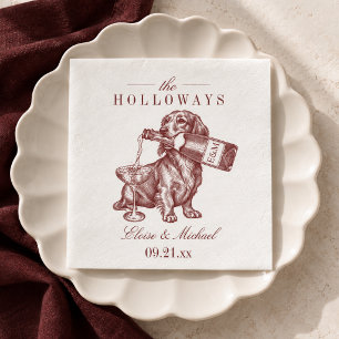 Preppy Burgundy Dachshund Wedding Napkin